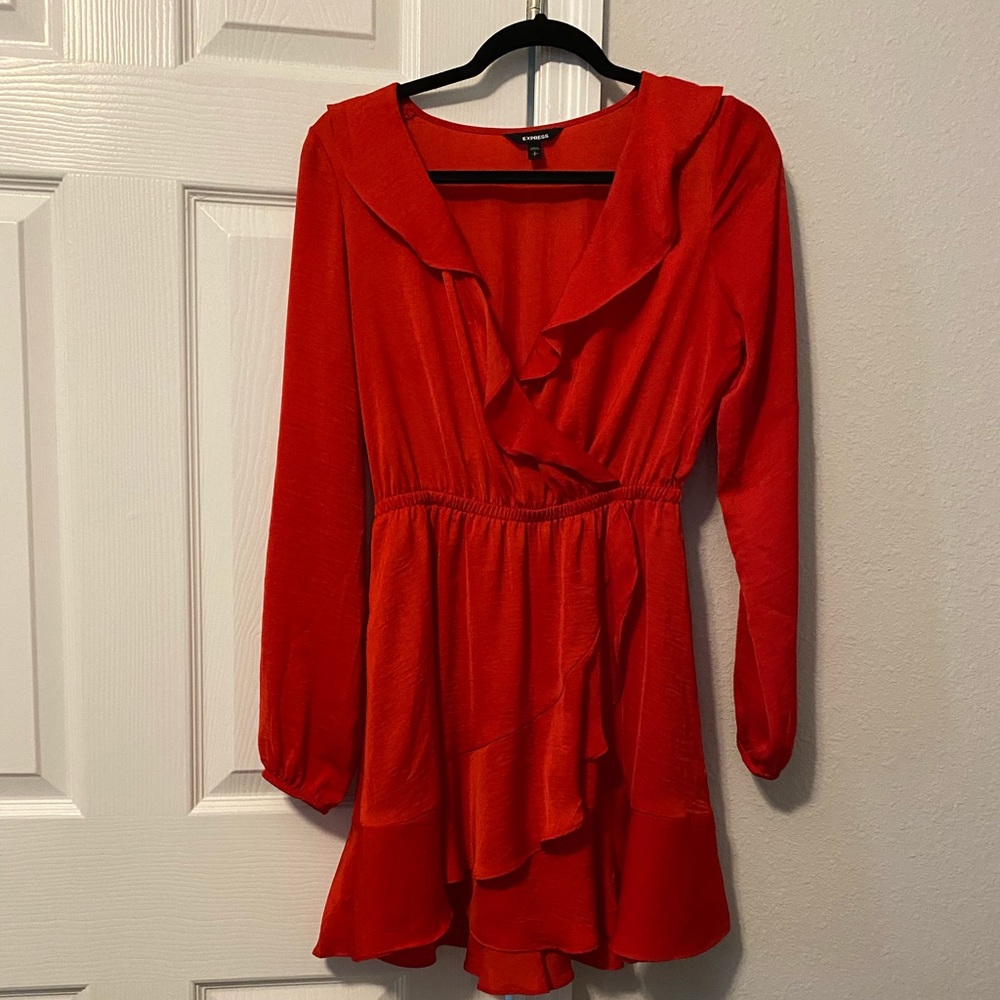 Red Ruffle Detail Dress